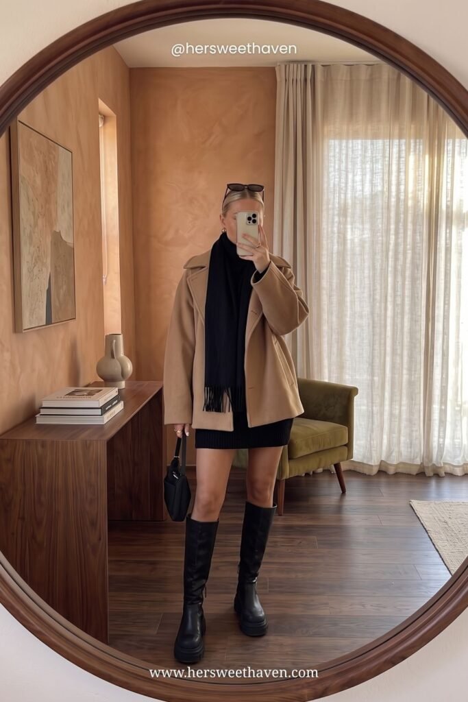 The Camel Coat Over a Black Dress