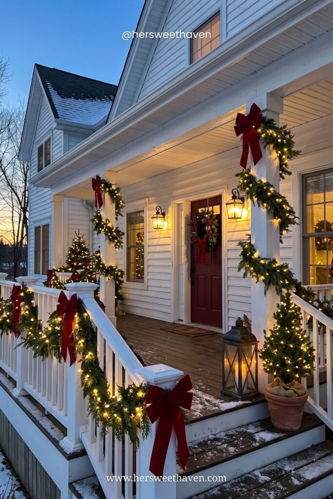 A Christmas Front Porch So Cozy the Neighbors Slow Down