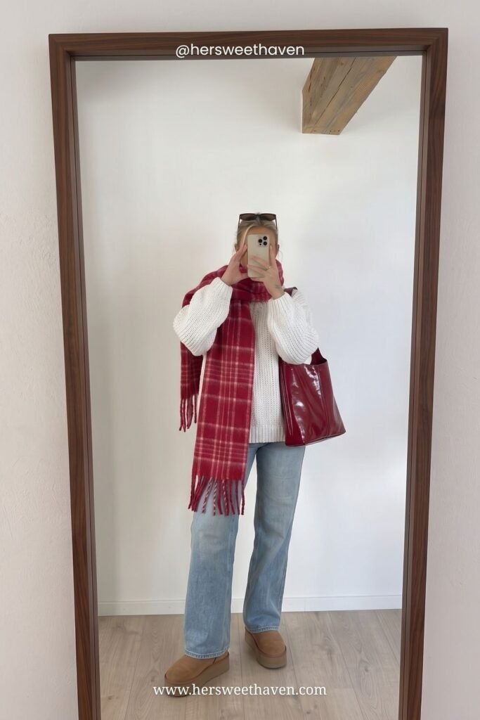 The Plaid Scarf and White Knit