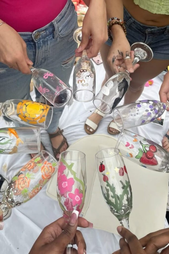 Hand-painted toasting glasses for a graduation party