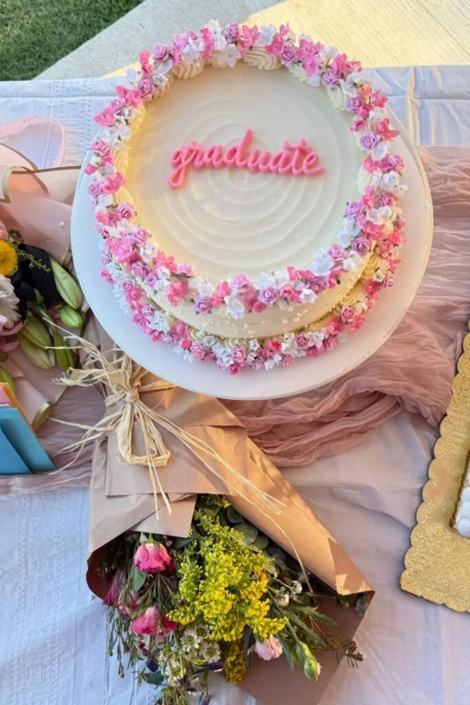 Pink graduation cake