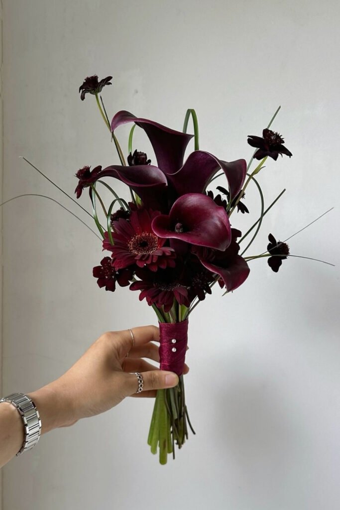 Dark burgundy calla lily bridal bouquet